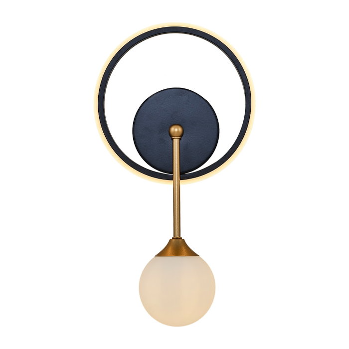 Opviq Lámpara de pared moderna con tapa de cristal, Negro
